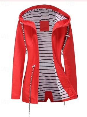 Fashion Regular Plain Hooded Long Sleeve Trench Coat - Image 3