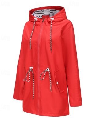 Fashion Regular Plain Hooded Long Sleeve Trench Coat - Image 4