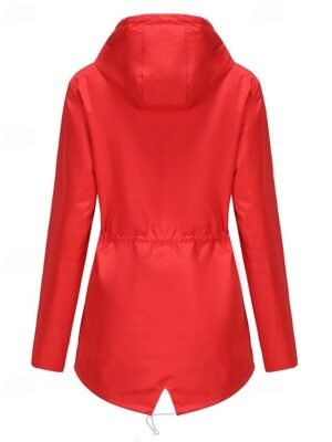 Fashion Regular Plain Hooded Long Sleeve Trench Coat - Image 5