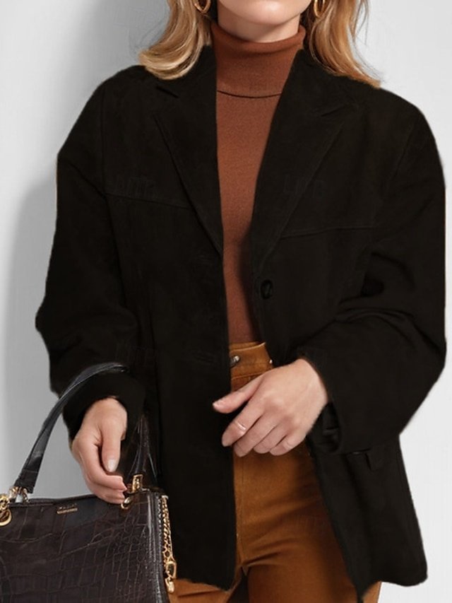 Fashion Regular Plain Turndown Collar Long Sleeve Coat - Image 1