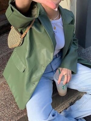Fashion Regular Plain Turndown Long Sleeve Blazer - Image 2