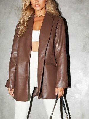 Fashion Regular Plain Turndown Long Sleeve Blazer - Image 7
