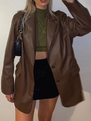 Fashion Regular Plain Turndown Long Sleeve Blazer - Image 9