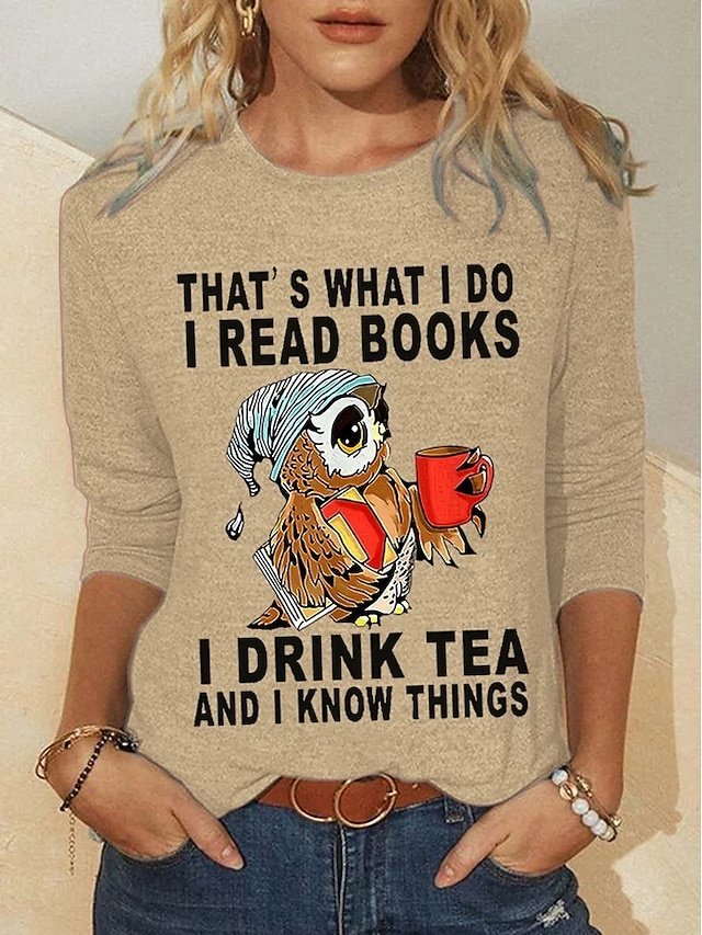 Fashion Regular Print Round Neck Long Sleeve T-Shirt - Image 1