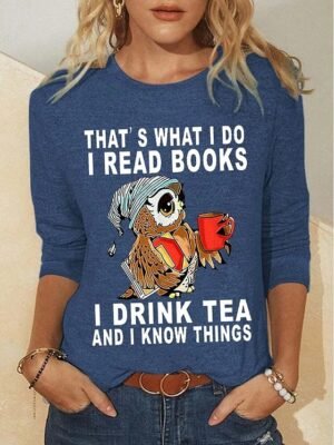 Fashion Regular Print Round Neck Long Sleeve T-Shirt - Image 2