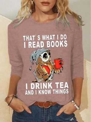 Fashion Regular Print Round Neck Long Sleeve T-Shirt - Image 4
