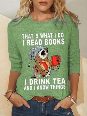 Fashion Regular Print Round Neck Long Sleeve T-Shirt - Image 6