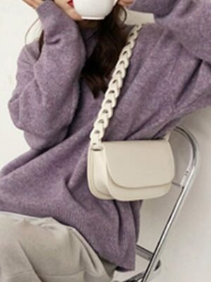 Fashion Regular Solid Crew Neck Long Sleeve Sweater - Image 13