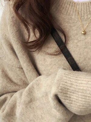 Fashion Regular Solid Crew Neck Long Sleeve Sweater - Image 5