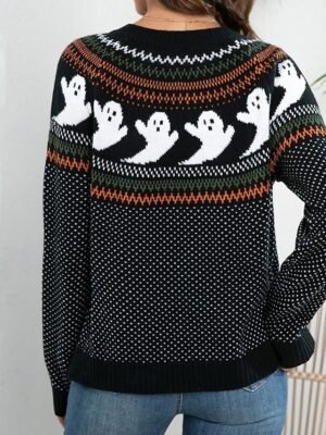 Fashion Regular Solid Crew Neck Long Sleeve Sweater Cardigan - Image 8