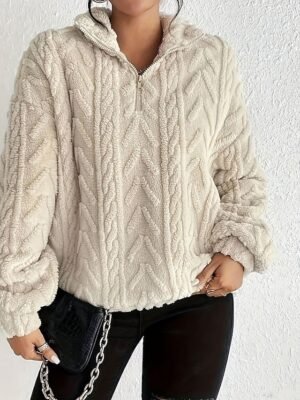 Fashion Regular Solid Hooded Long Sleeve Knit Sweater - Image 1