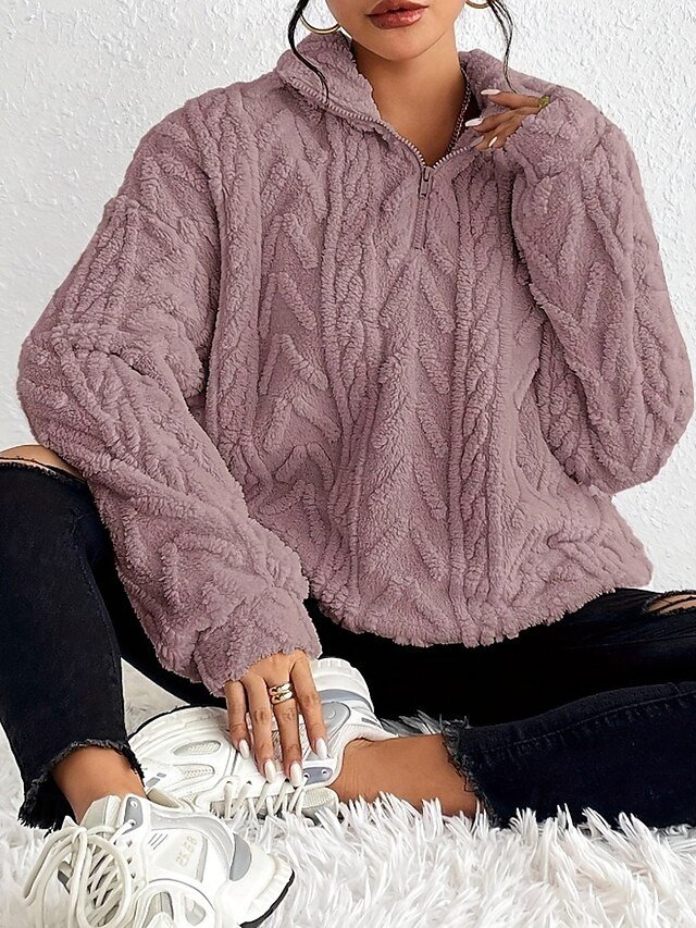 Fashion Regular Solid Hooded Long Sleeve Chunky Knit Sweater - Image 2