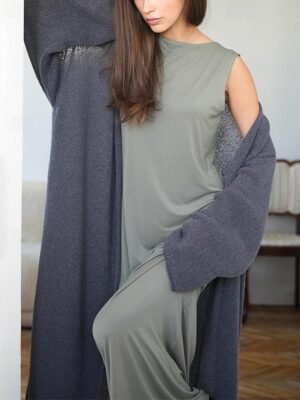 Fashion Regular Solid Open Front Long Sleeve Long Cardigan - Image 1