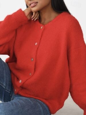 Fashion Regular Solid Open Front Long Sleeve Cardigan - Image 10