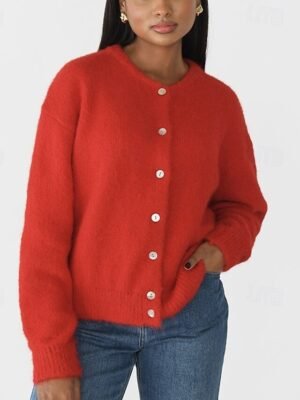 Fashion Regular Solid Open Front Long Sleeve Cardigan - Image 11