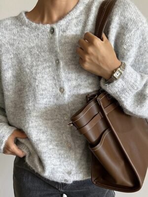 Fashion Regular Solid Open Front Long Sleeve Cardigan - Image 2