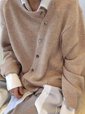 Fashion Regular Solid Open Front Long Sleeve Asymmetric Hem Cardigan - Image 3