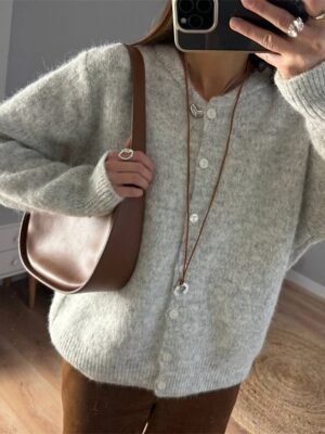 Fashion Regular Solid Open Front Long Sleeve Cardigan - Image 4
