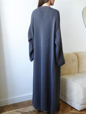 Fashion Regular Solid Open Front Long Sleeve Long Cardigan - Image 5