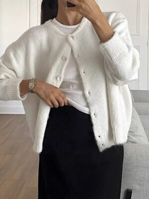 Fashion Regular Solid Open Front Long Sleeve Cardigan - Image 9