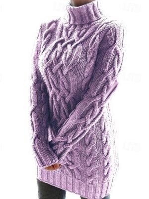 Fashion Regular Solid Turtleneck Long Sleeve Sweater - Image 2
