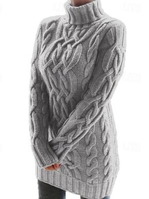 Fashion Regular Solid Turtleneck Long Sleeve Sweater - Image 3