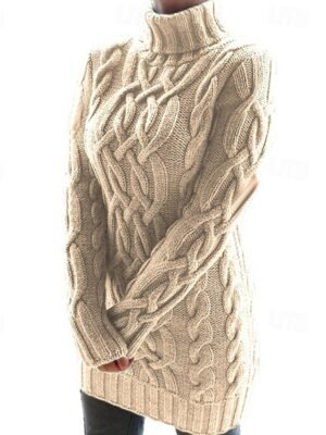 Fashion Regular Solid Turtleneck Long Sleeve Sweater - Image 6