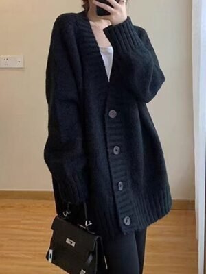 Fashion Regular Solid V Neck Long Sleeve Cardigan - Image 10