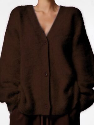 Fashion Regular Solid V Neck Long Sleeve Knit Cardigan - Image 3