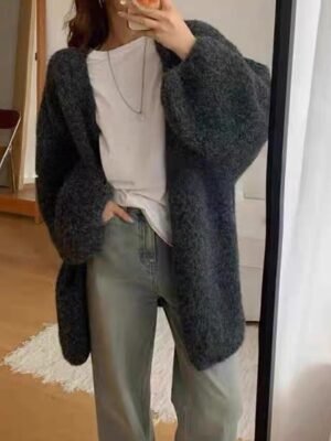 Fashion Regular Solid V Neck Long Sleeve Cardigan - Image 6