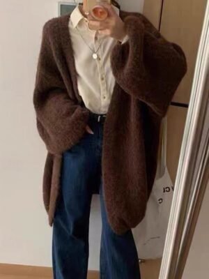 Fashion Regular Solid V Neck Long Sleeve Cardigan - Image 7