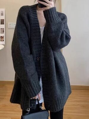 Fashion Regular Solid V Neck Long Sleeve Cardigan - Image 7