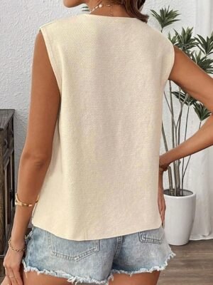 Fashion Regular Solid V Neck Sleeveless Sweater Vest - Image 5