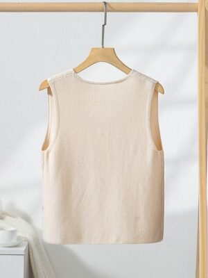 Fashion Regular Solid V Neck Sleeveless Sweater Vest - Image 6