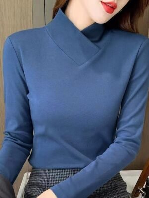 Fashion Regular V Neck Long Sleeve Blouse - Image 4