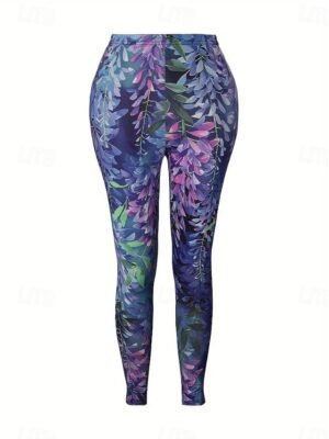 Fashion Skinny Floral High Waist Full Length Trousers - Image 2