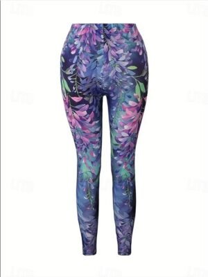 Fashion Skinny Floral High Waist Full Length Trousers - Image 3