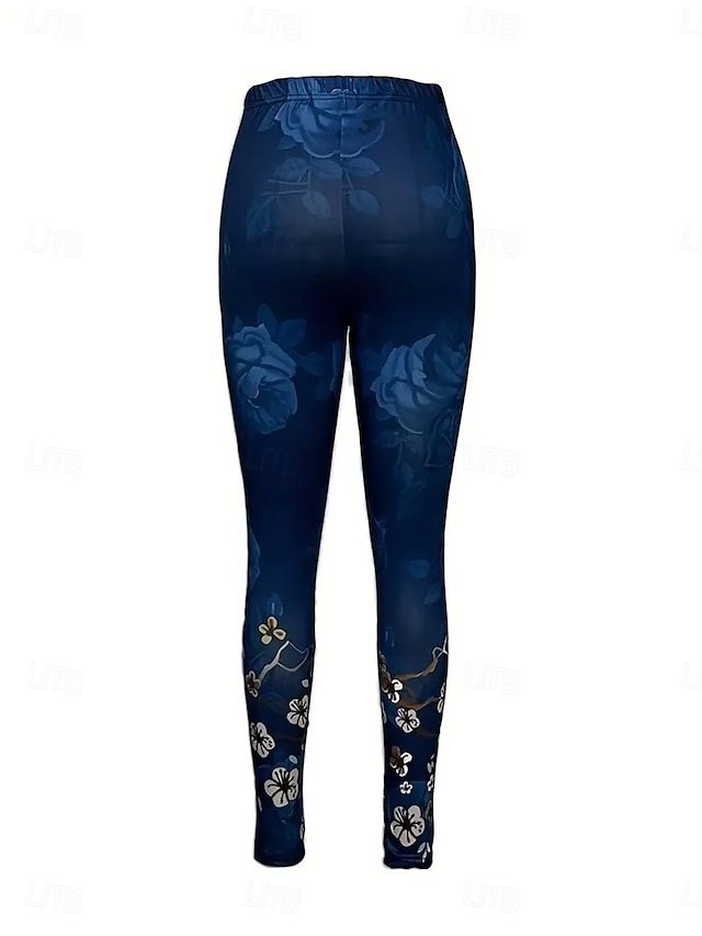 Fashion Skinny Floral Mid Waist Full Length Leggings - Image 1