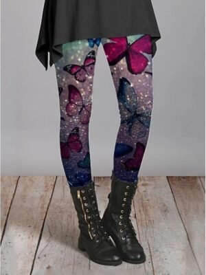 Fashion Skinny Floral Mid Waist Full Length Leggings - Image 5