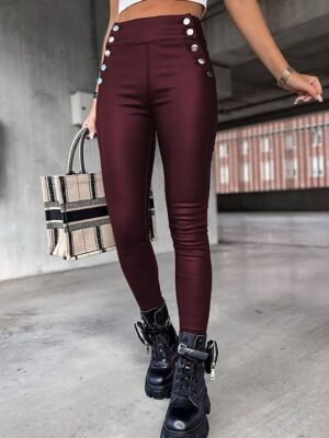 Fashion Skinny Plain High Waist Full Length Leggings - Image 4