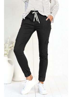 Fashion Skinny Plain Mid Waist Full Length Cargo Pants - Image 2
