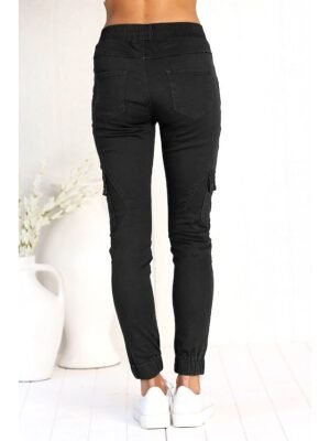 Fashion Skinny Plain Mid Waist Full Length Cargo Pants - Image 3