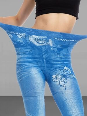 Fashion Slim Butterfly High Waist Full Length Leggings - Image 10