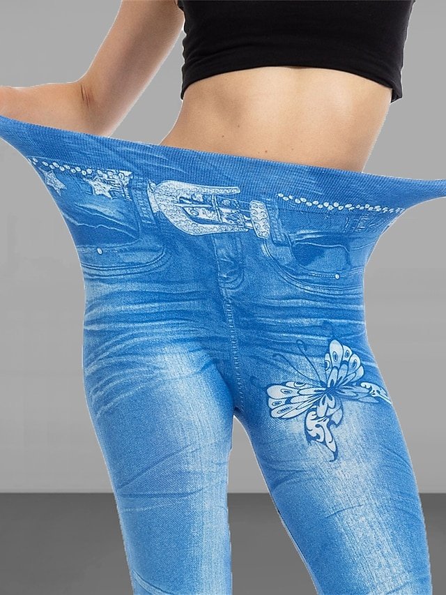 Fashion Slim Butterfly High Waist Full Length Leggings - Image 10