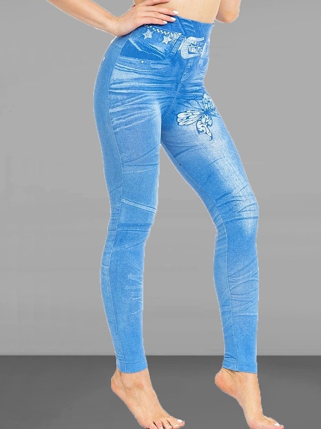 Fashion Slim Butterfly High Waist Full Length Leggings - Image 8