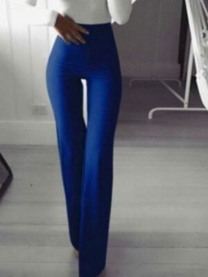 Fashion Slim Fit Plain High Waist Full Length Chinos - Image 5