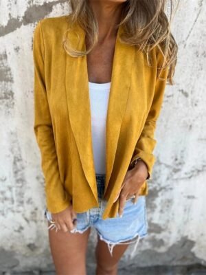 Fashion Slim Fit Plain Shawl Collar Long Sleeve Jacket - Image 10