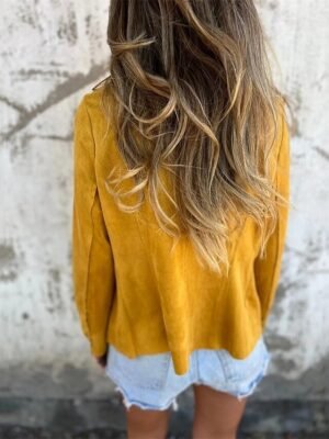 Fashion Slim Fit Plain Shawl Collar Long Sleeve Jacket - Image 11