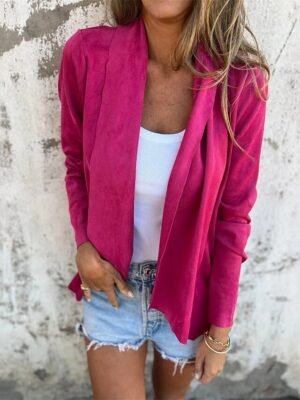 Fashion Slim Fit Plain Shawl Collar Long Sleeve Jacket - Image 13