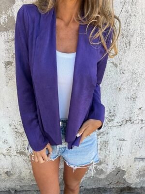 Fashion Slim Fit Plain Shawl Collar Long Sleeve Jacket - Image 15